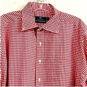 Vineyard Vines Red White Checkered Men’s Button Down Shirt Size Large
